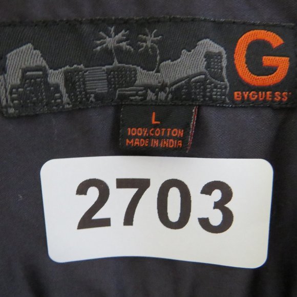 Guess* Men's Long Sleeve Pearl Snap Down Curved Hem Textured Dress Shirt~ Large - Picture 3 of 11